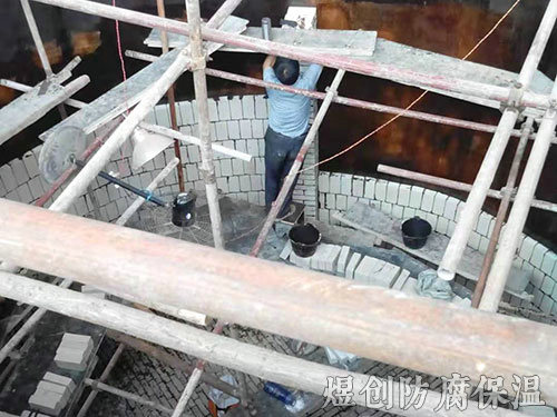 水泥制品襯耐酸磚施工 (2)