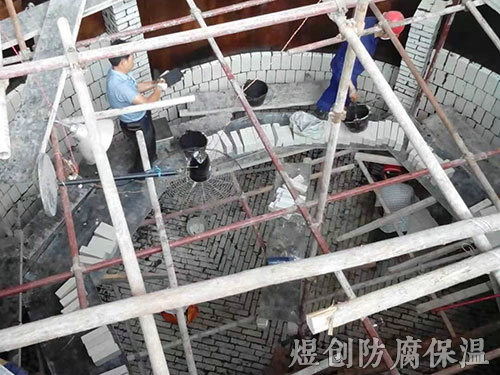 水泥制品襯耐酸磚施工 (3)